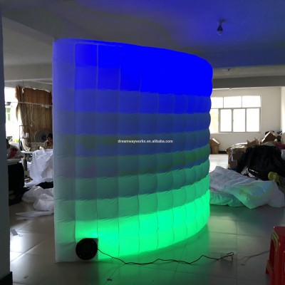 Customized colorful lighting inflatable photo booth wall, photo booth portable for sales