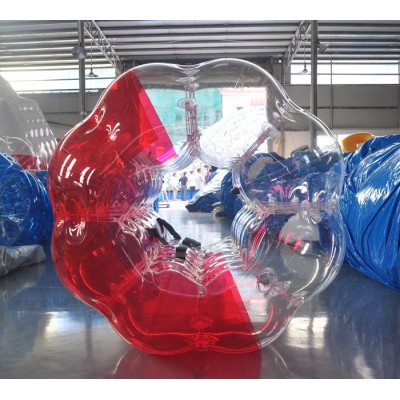 Half color human sized soccer bubble ball, TPU inflatable bouncy ball for sale